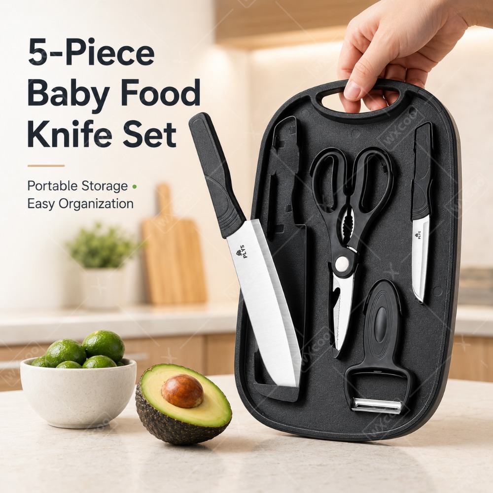 Baby Food Scissors - 아기 음식 준비용 칼 세트, 도마,