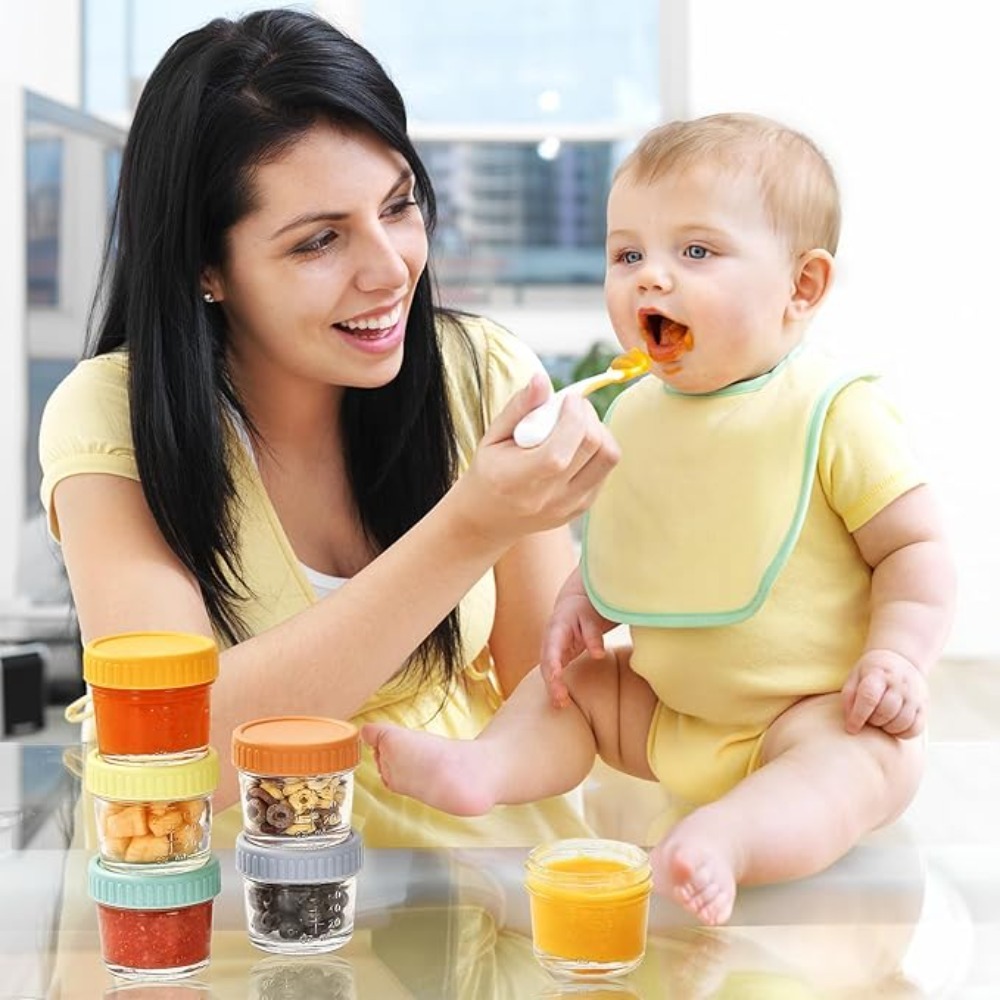 Baby Food Jars With Lids - 6개들이 유리 이유식 용기, 눈금 표시가