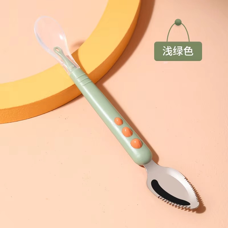 더블 헤드 베이비 스푼 실리콘 스테인레스 스틸 과일 스 - Baby Food Menu 리뷰 및 가격